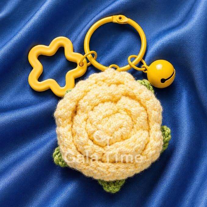 Image of Handmade Crochet Flower Keychain for Bags Keys Purse Backpack Cute Aesthetic Yarn Keyring Bag Charm Handmade Soft Thread Flower Keychain for Girls Women Kids Gifting and Daily Use