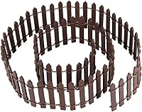 Vista 1 de Valla de jardín de hadas en miniatura, mini adorno de valla de estacas de madera DIY (marrón)