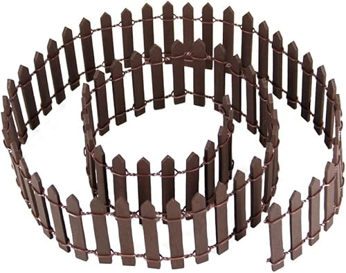 Valla de jardín de hadas en miniatura, mini adorno de valla de estacas de madera DIY (marrón)