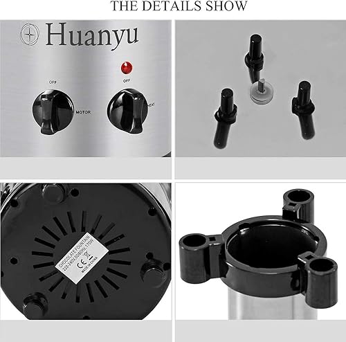 Miniatura 4 de Huanyu Fuente de fondue de chocolate de acero inoxidable pequeña torre de 4 niveles de altura 17.7 in para celebración/boda/cumpleaños/Navidad (220V)