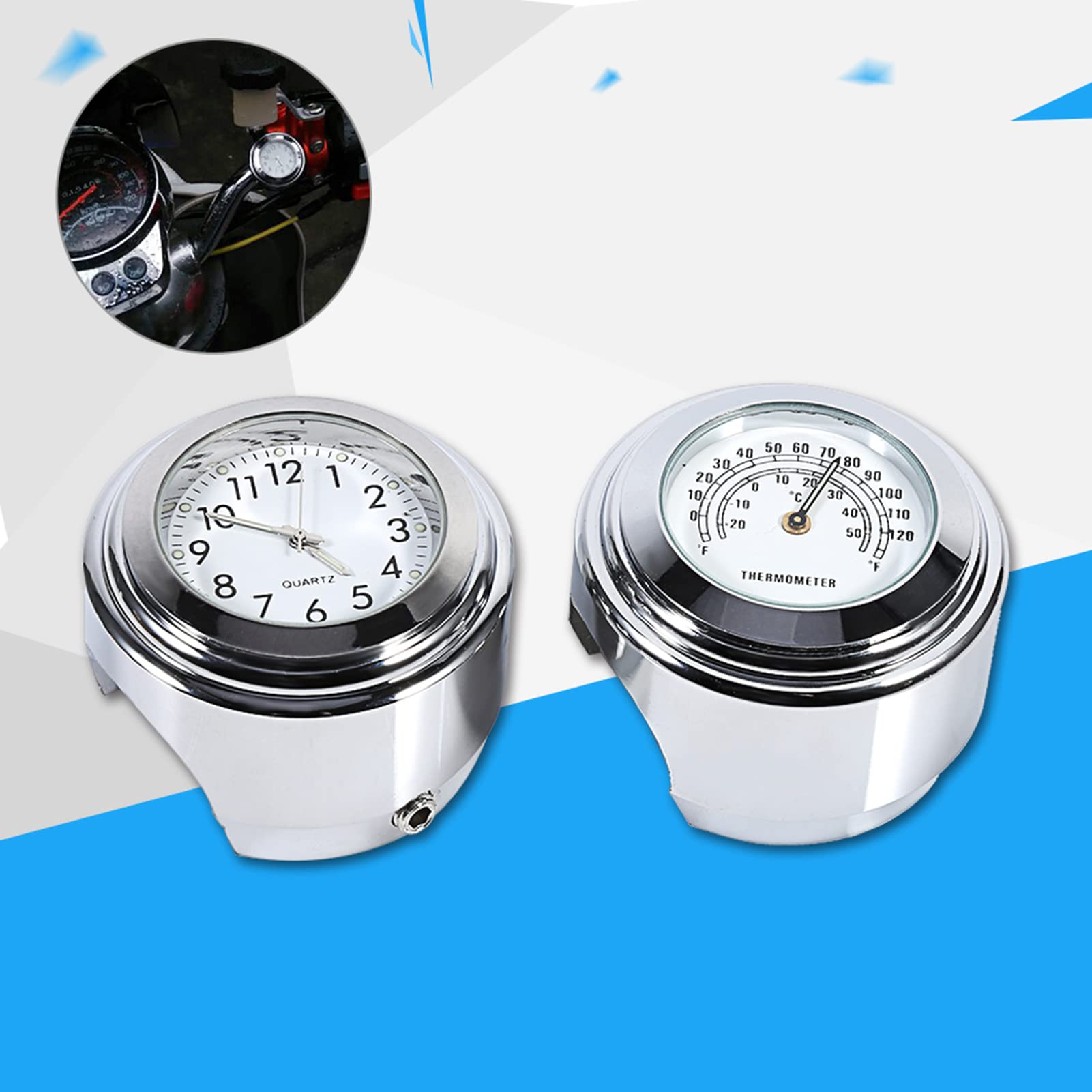 Wasserdichte Motorrad-Lenkeruhr Mit Thermometer - Universal Für 7/8-1 Zoll Lenker