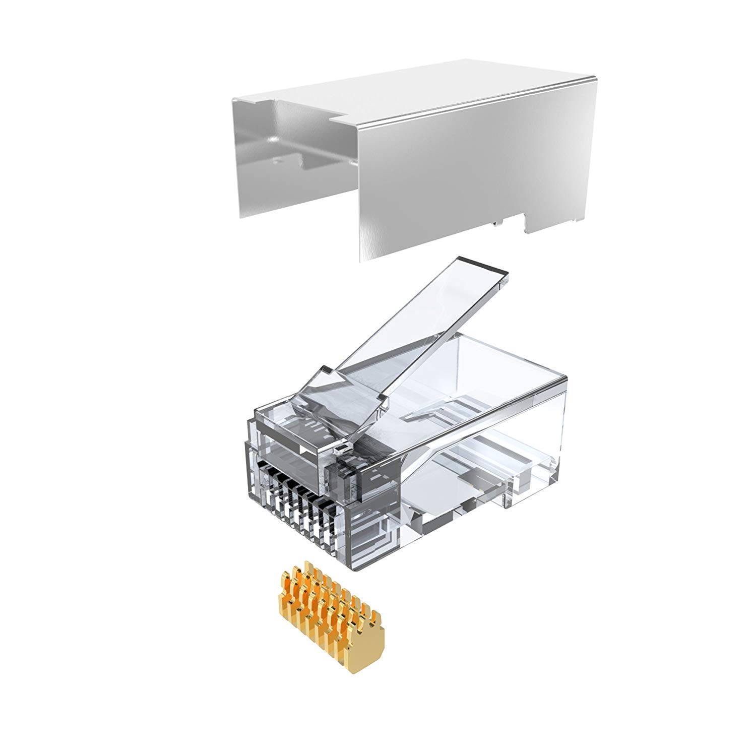 Wybuchł view of RJ45 connector components