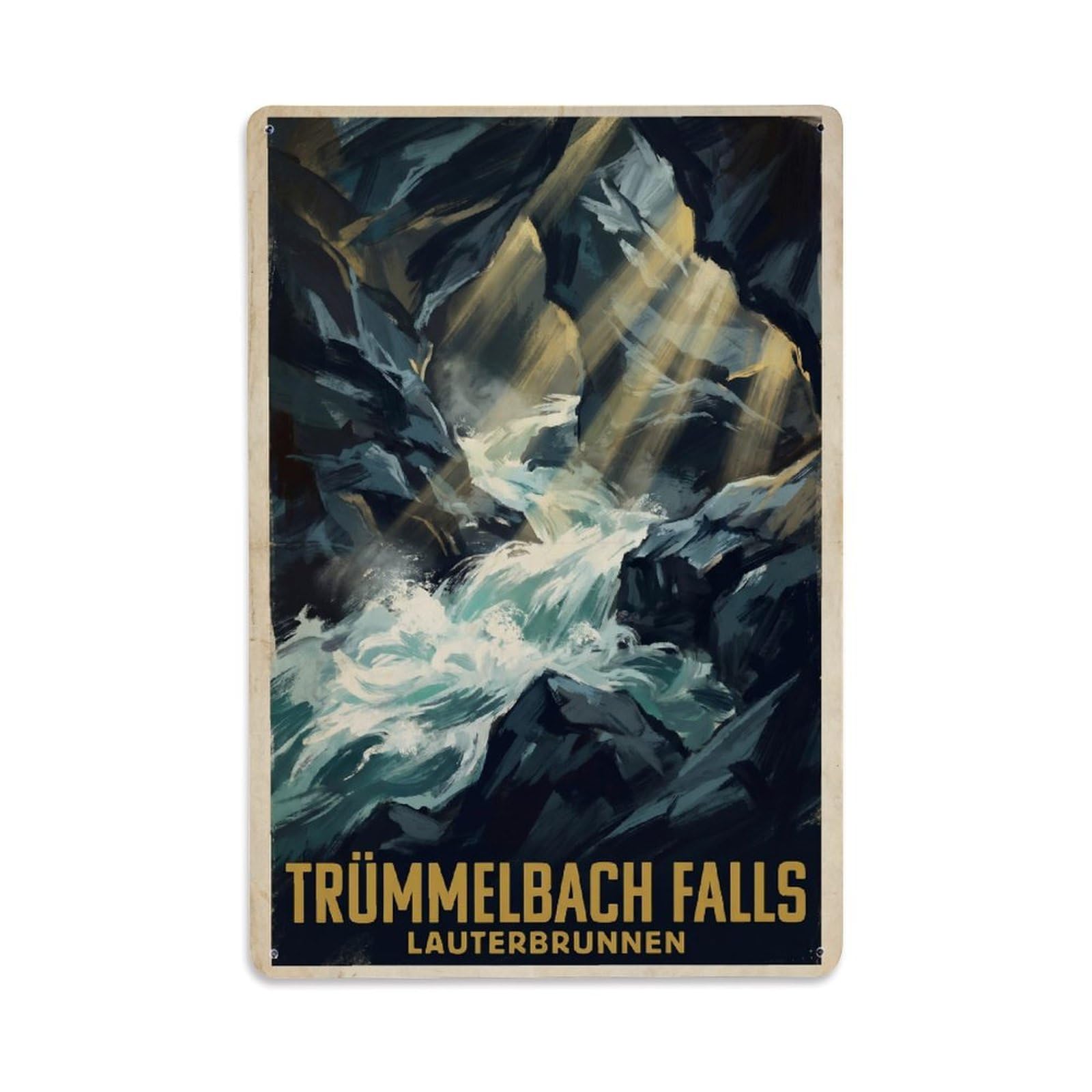 Gead 8X12inch Style Vintage Travel Switzerland Glacier Falls Metal Tin Sign