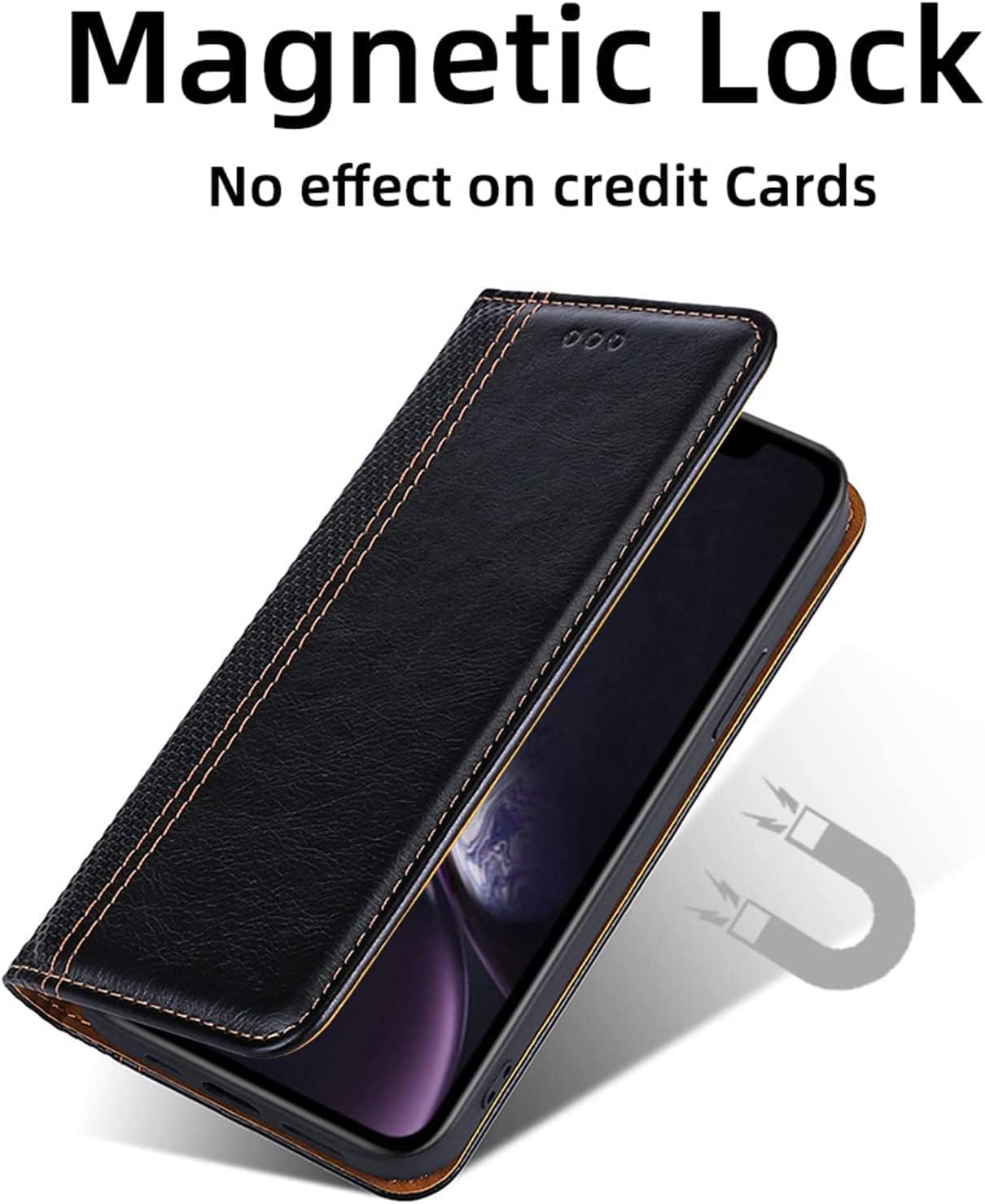 Flip Wallet Case for iPhone 14/14 Plus/14 Pro/14 Pro Max, Durable Leather Case with Card Holder Kickstand Magnetic Clasp Shockproof TPU Shell Folio Phone Cover (Color : Preto, Size : 14Pro)