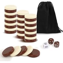 Checkers Pieces -Backgammon Pieces-Dark Brown/Natural 15tablets Each Brown and Beige, 27mm/1.06in