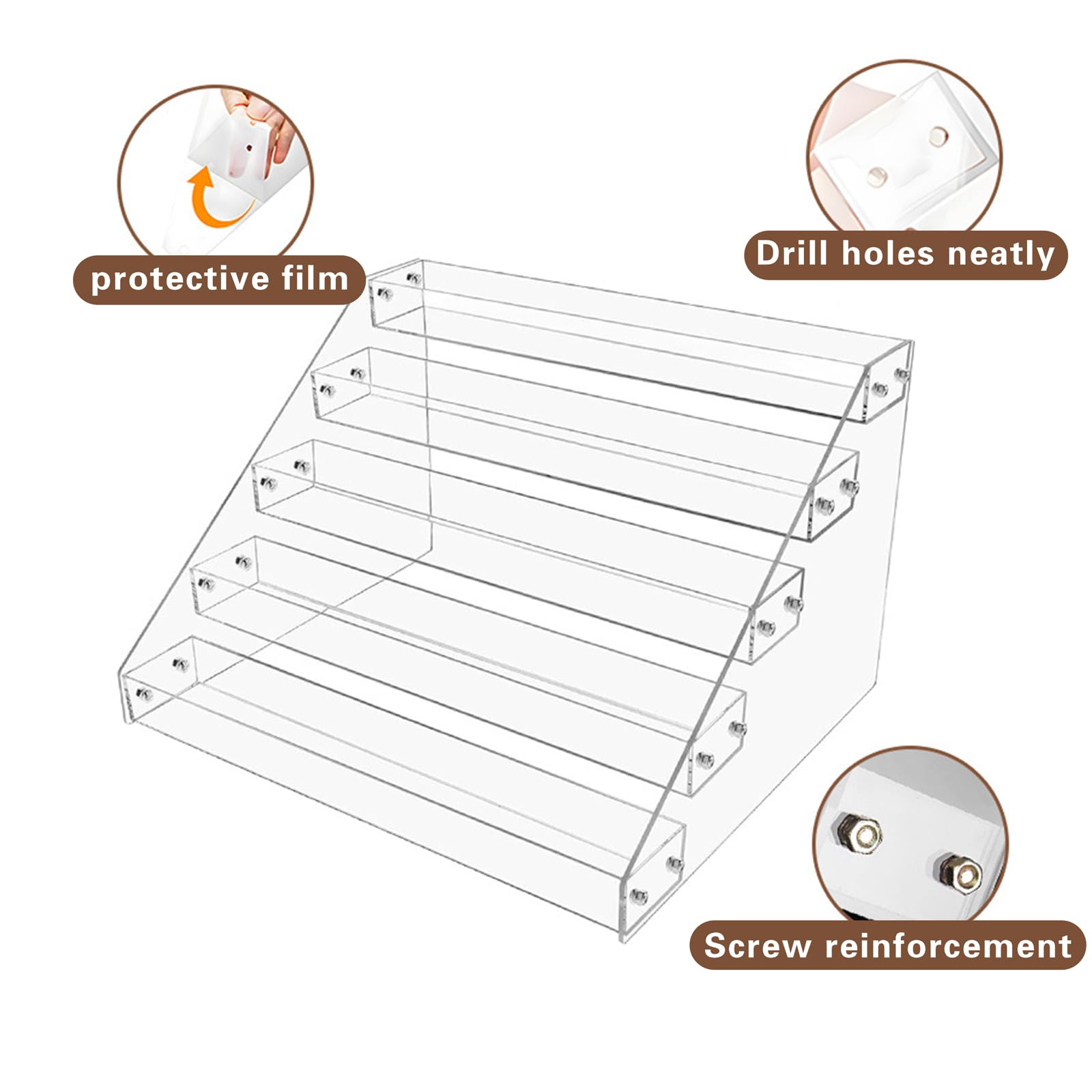 5 Niveaux Organisateur de rangement pour CD Étagère de rangement pour DVD en acrylique transparent peut contenir 40 boîtiers CD 31x27,4x19,6 cm