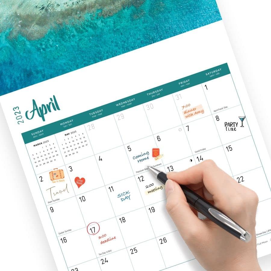 2023 Islands Monthly Wall Calendar by Bright Day, 12 x 12 Inch,