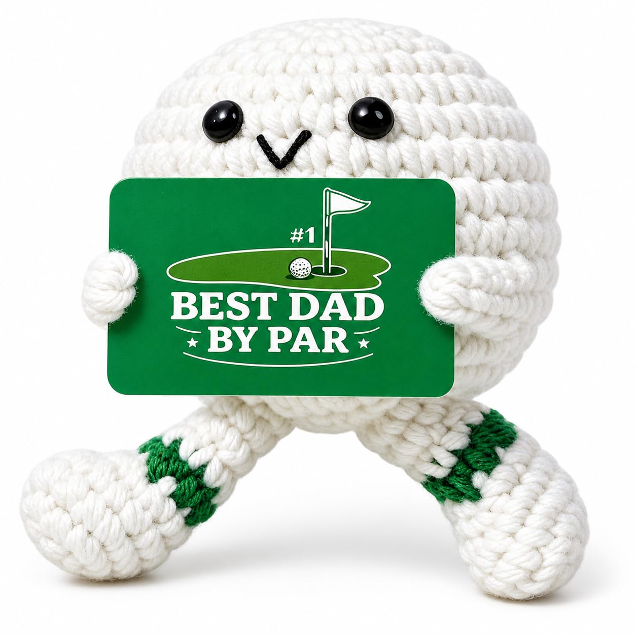 HgaftnK 12cm Handmade Crochet Plush Ball Figurine, Best Dad By Par Card For Dad Birthday Gifts, Funny Emotional Support Desk Decoration For Men Dad Gifts, Golf Accessories