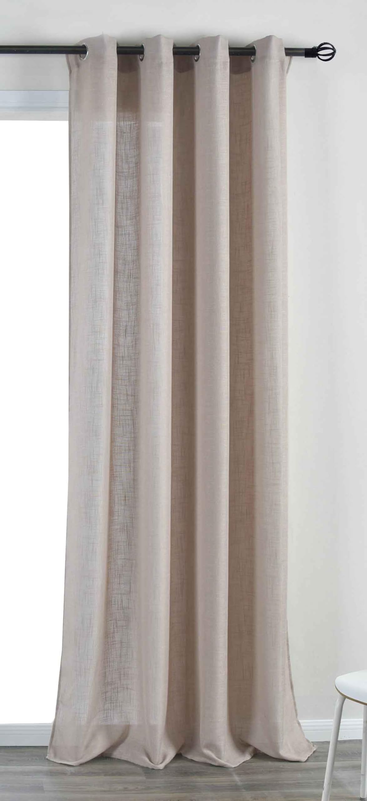 Gardinenbox Essen 202430 Eyelet Curtain with Eyelets H x W 245 x 145 cm Sand Cationic Tiebacks Linen Structure Opaque Translucent 210 g/m²