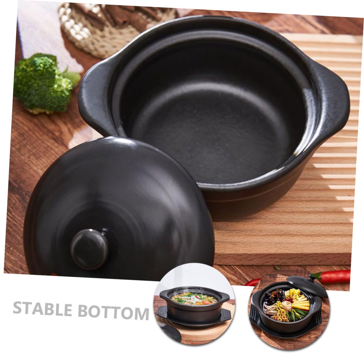 Keramik Schmortopf 1, 26 L Schwarz Hitzebeständig für Küche | Multifunktional, Haushaltsauflauf, 1, 26 L Volumen, Geeignet für Restaurant Kochtopf