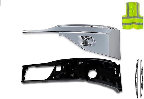 Kozak Juego de esquinas para parachoques cromadas sin orificio para lámpara antiniebla (lado izquierdo del conductor) compatible con Kenworth T680