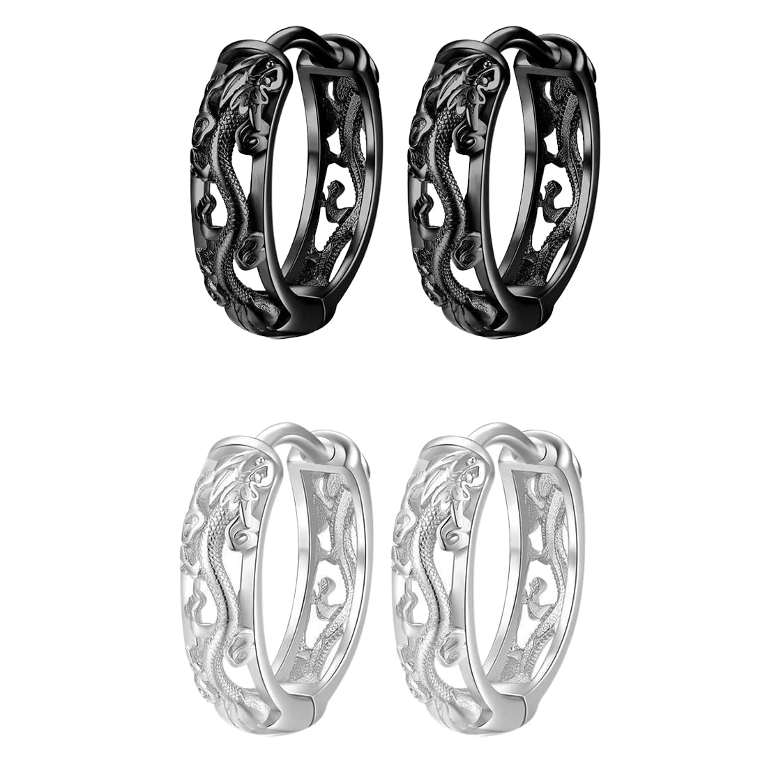 Boucles D'oreilles Hoop PLABBDPL 2 Paires - Acier Inoxydable Vintage