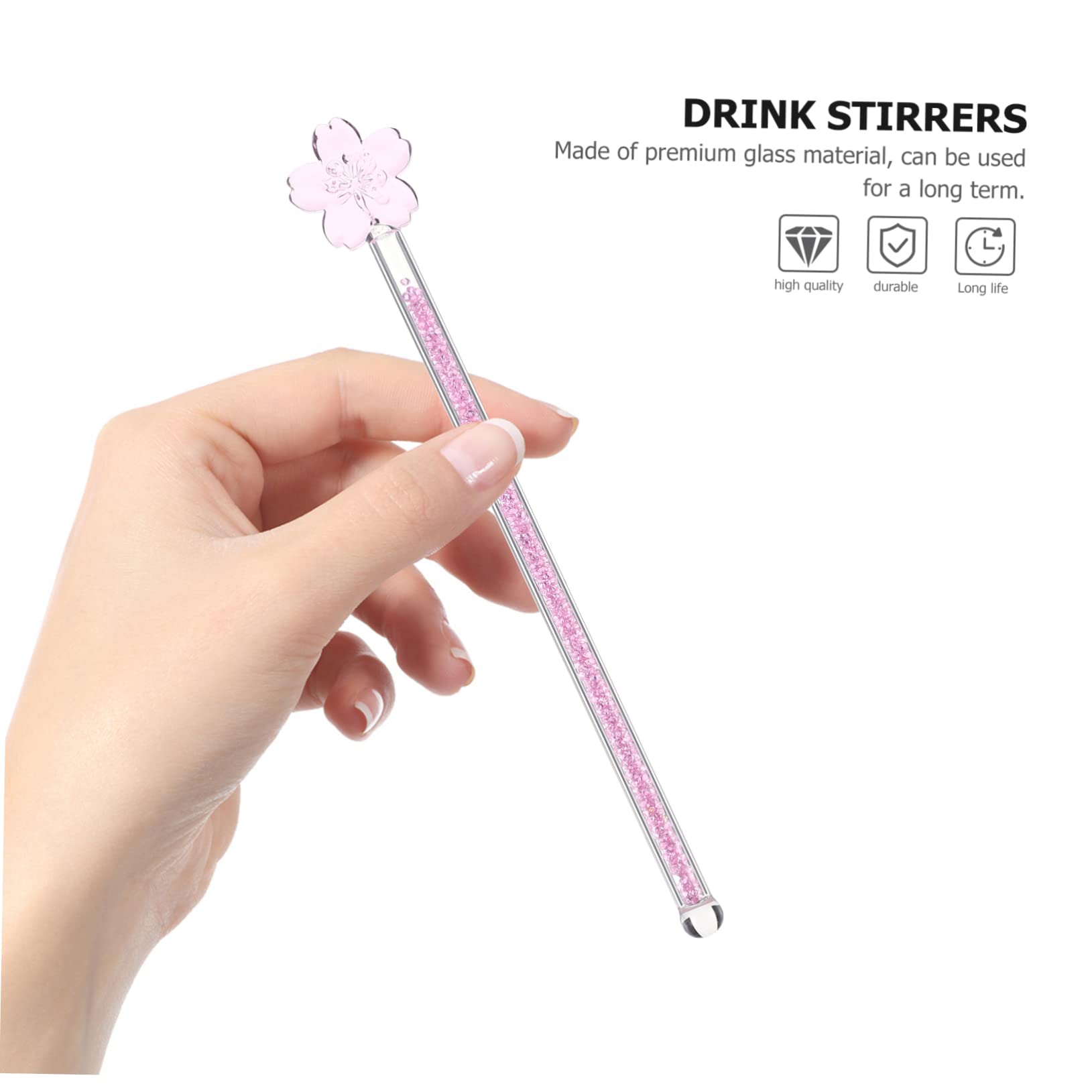 OFFSCH Flower Stirrer Glass Stirring Rod Long Handle Drink Muddler Bar Tool Coffee Stirrer