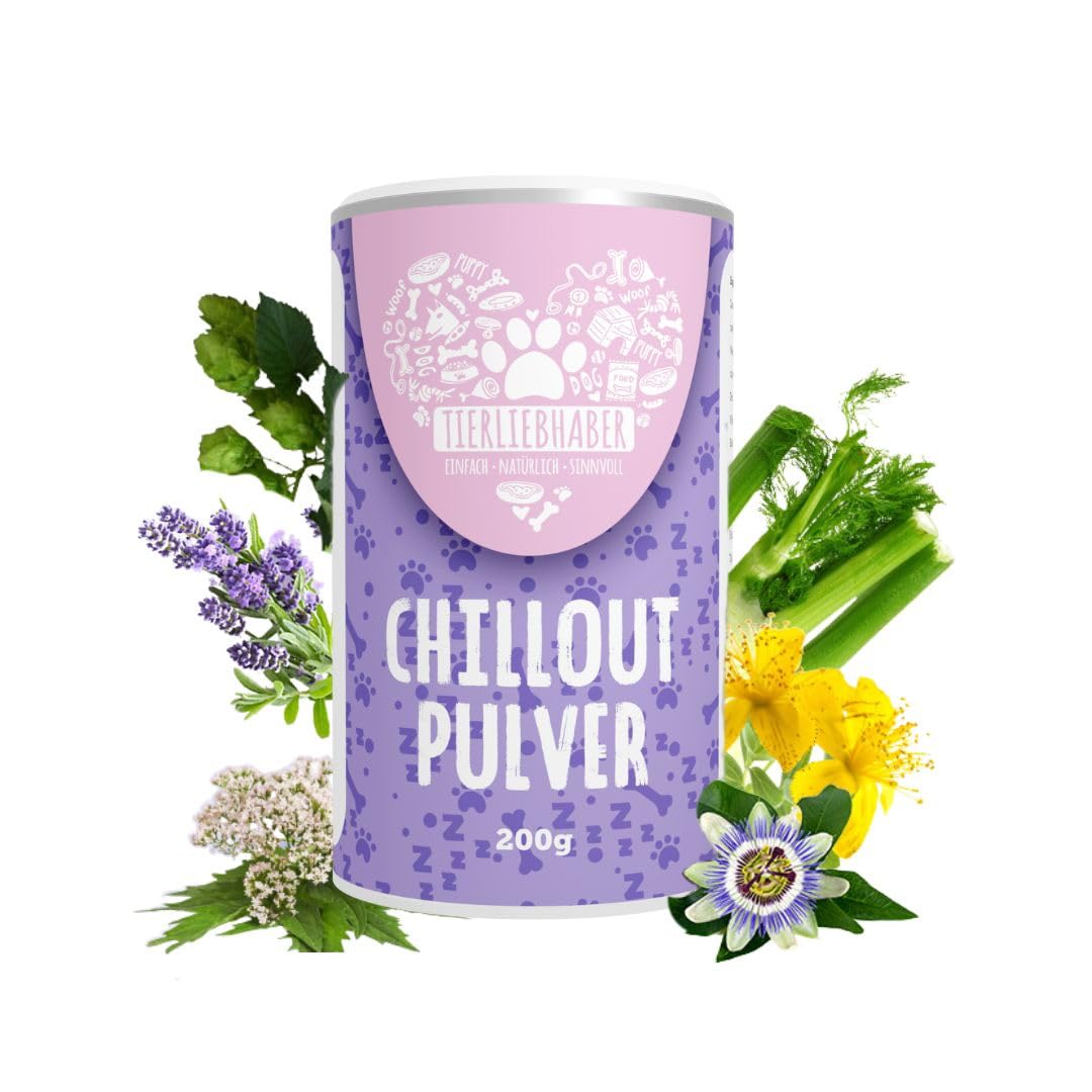 TIERLIEBHABER Poudre de relaxation pour chiens - Apaise l'anxiété et le stress du Nouvel An - Antistress 100 % naturel avec racine de valériane, lavande et millepertuis