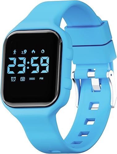 GOLDEN HOUR Relojes deportivos digitales para niños con rastreador de fitness, reloj despertador, cronómetro, sin aplicación, regalos de cumpleaños