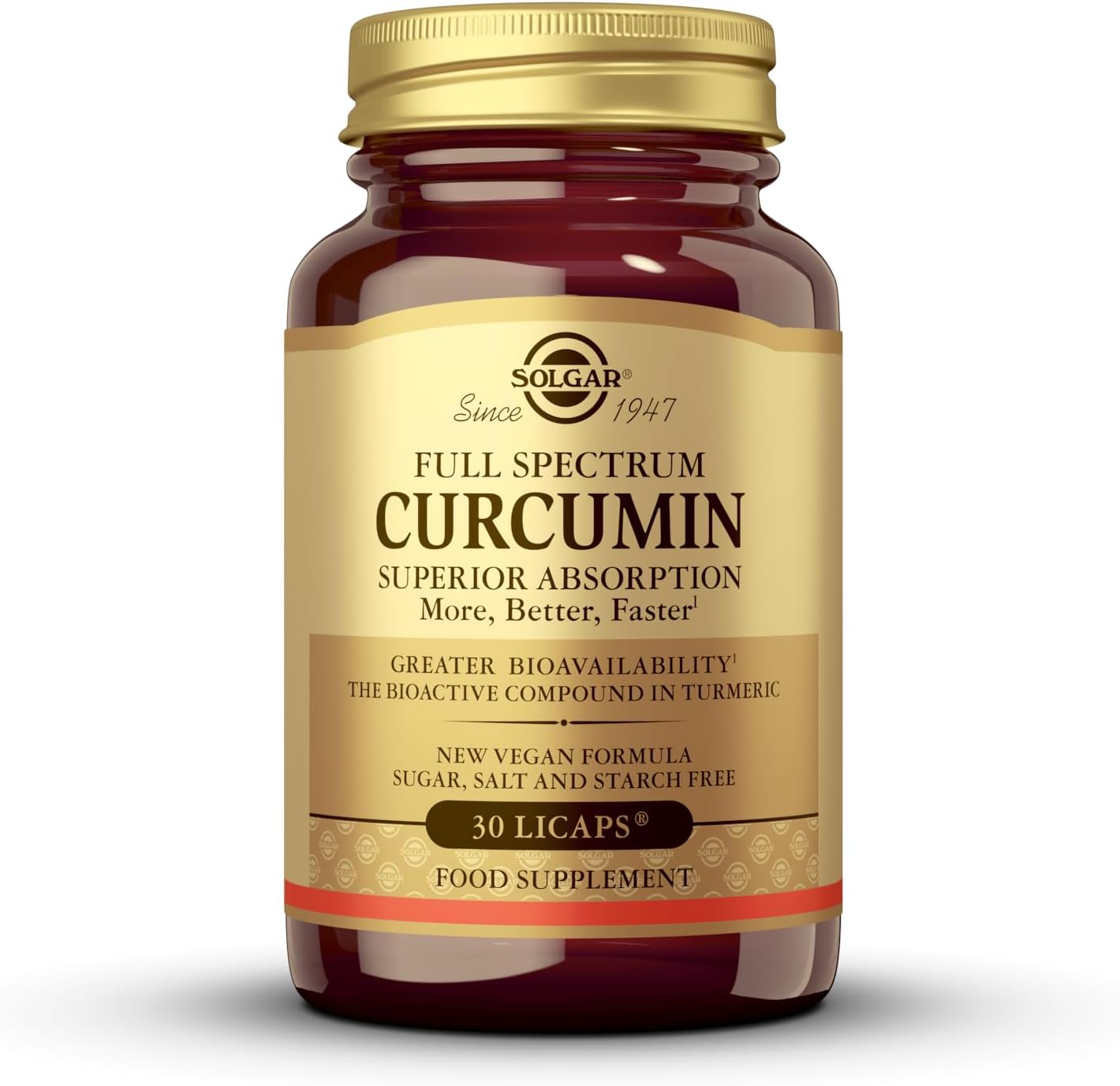 Solgar Full Spectrum Curcumin Softgels - Pack of 30 - Liquid Extract of Turmeric - Supports Brain, Joint, & Immune System Health - Gluten Free, Gold