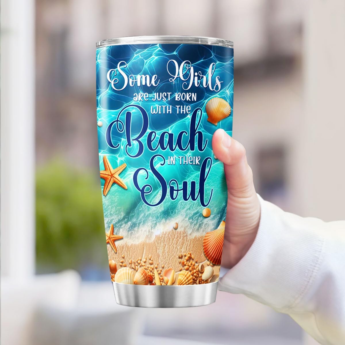 Women Straws Tumblers For Summer Sea Turtle, Beach Gifts, Tumbler 20 Oz With Lid And Straw, Some Girls Beach Souls - Image 3