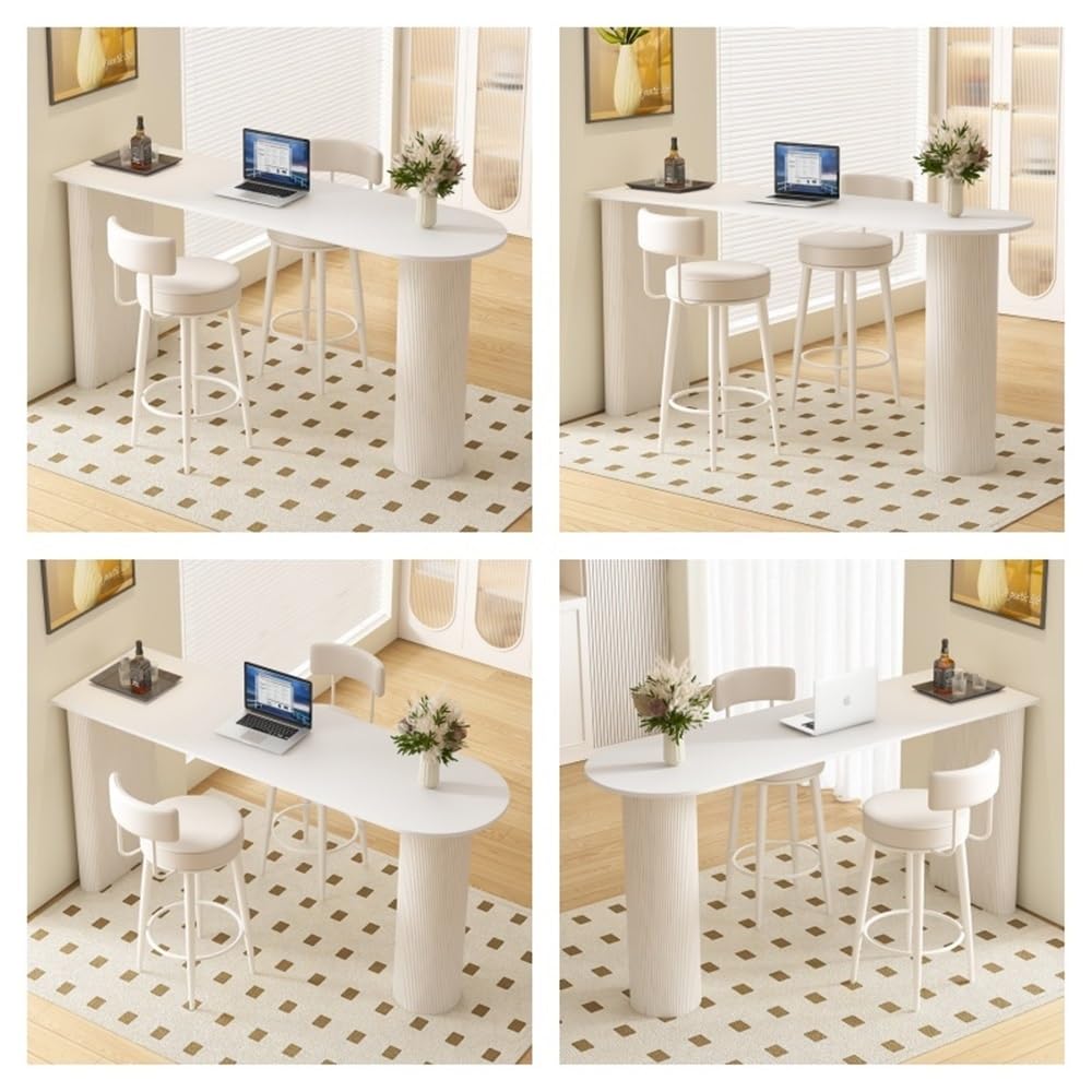 Table de Bar Table de Bar Luxe en Pierre Blanche et légère, idéale for Le Salon, la Cuisine ou Salle à Manger(120 * 50 * 105cm)