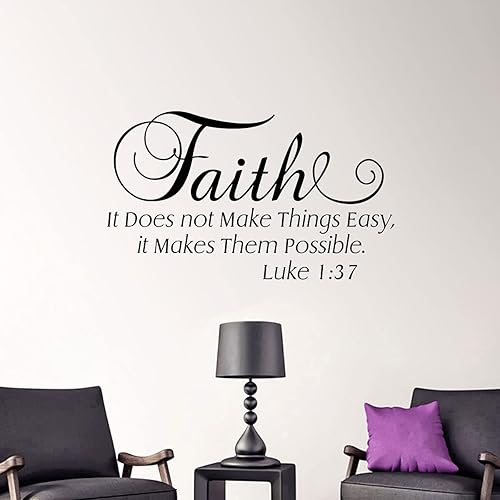 Miniatura 4 de Calcomanías de pared cristianas con texto inspirador, Faith It Does Not Make Things Easy It Makes Them Possible Lucas 137 - Calcomanías de pared con