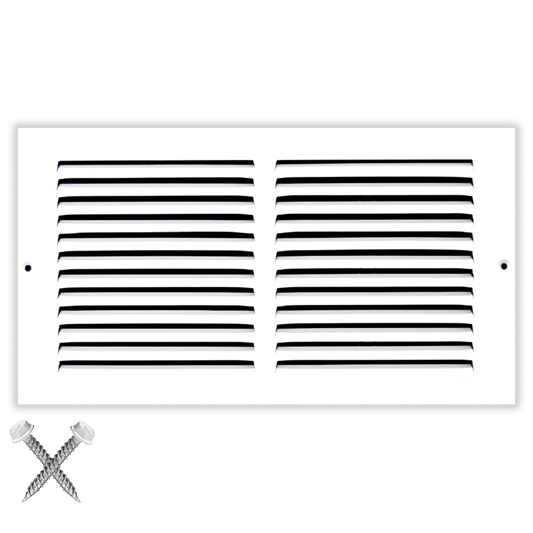 14'' x 8'' [Duct Opening] Flat Stamped Steel Return Air Grille by - Sidewall and Ceiling - HVAC Premium Vent Duct Cover - White [Overall Dimensions: 15.75''w X 9.75''h] — view 90