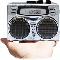 Vista 2 de Reproductor de cassette retro todo en 1 AM FM Grabadora de radio con temporizador de reloj digital