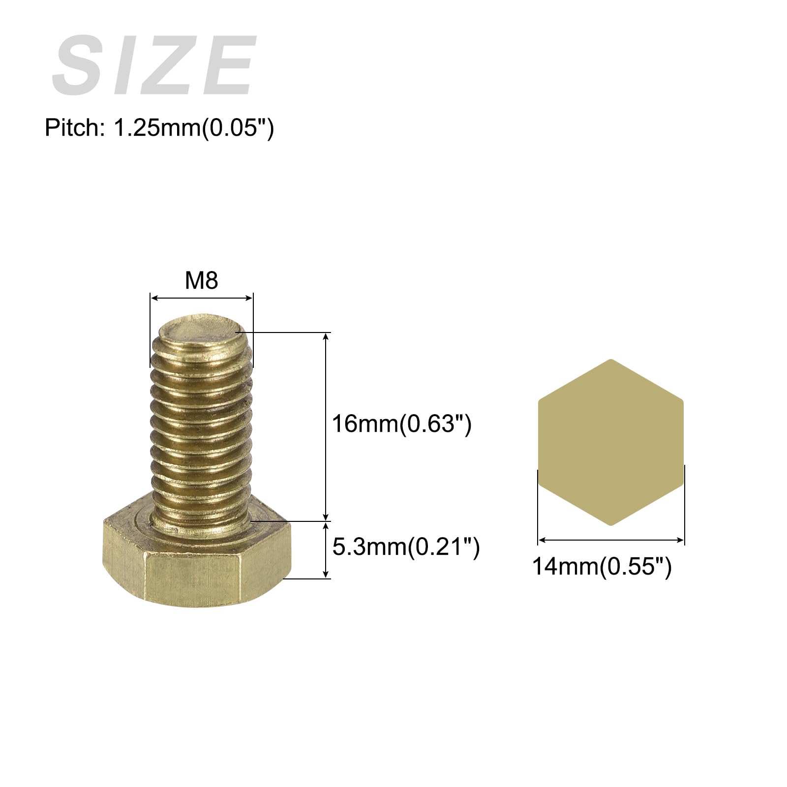 10 Boulons Embase Dentelée M8x16mm - Zingué Jaune, 4.8, Uxcell