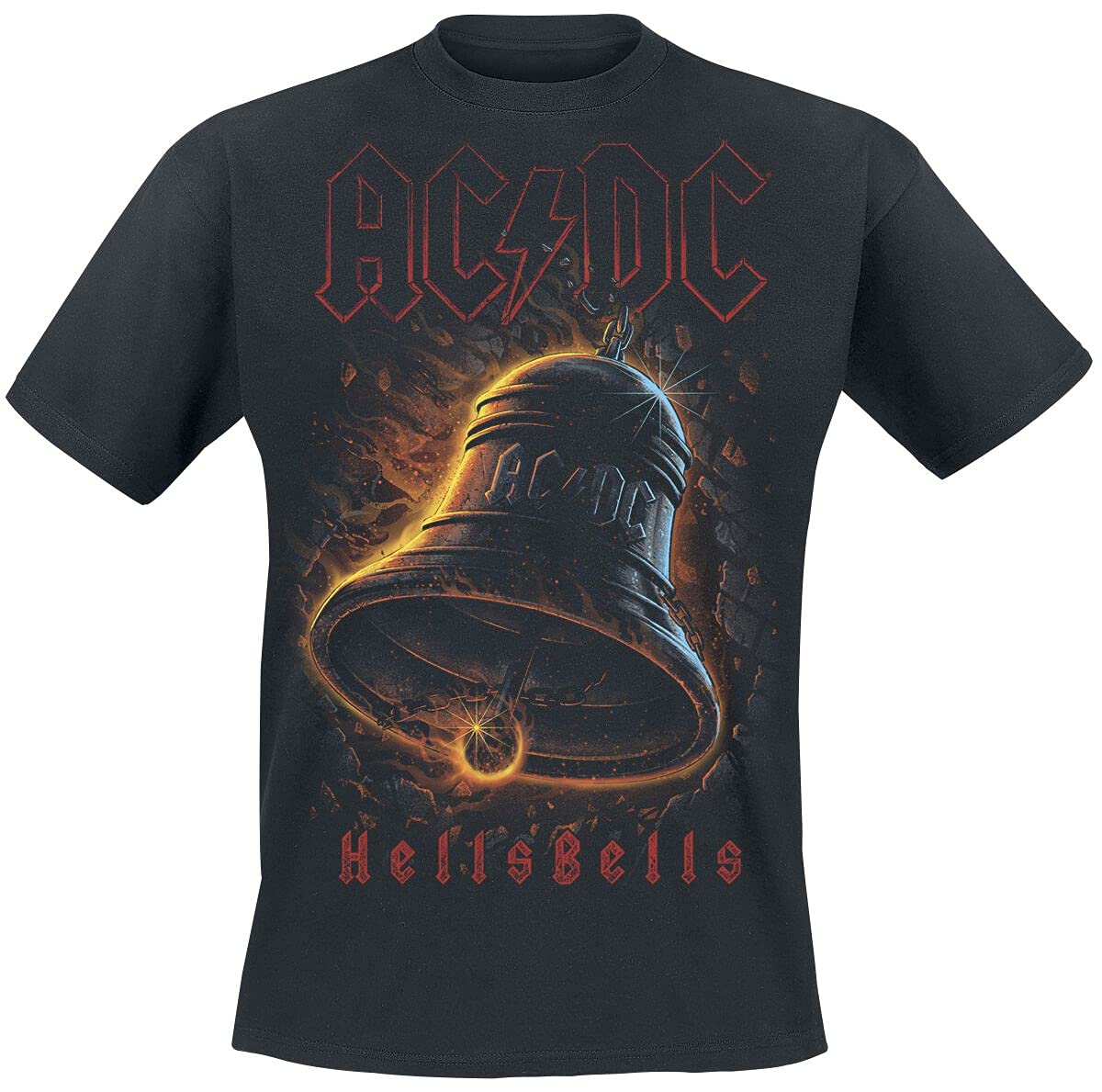 AC/DC Hells Bells Unisexe T-Shirt Manches Courtes Noir 100% Coton Regular/Coupe Standard - Les Beatles, Paul McCartney, John Lennon, RIngo Starr, George Harrison AC/DC Hells Bells Unisexe T-Shirt Manches Courtes Noir 100% Coton Regular/Coupe Standard