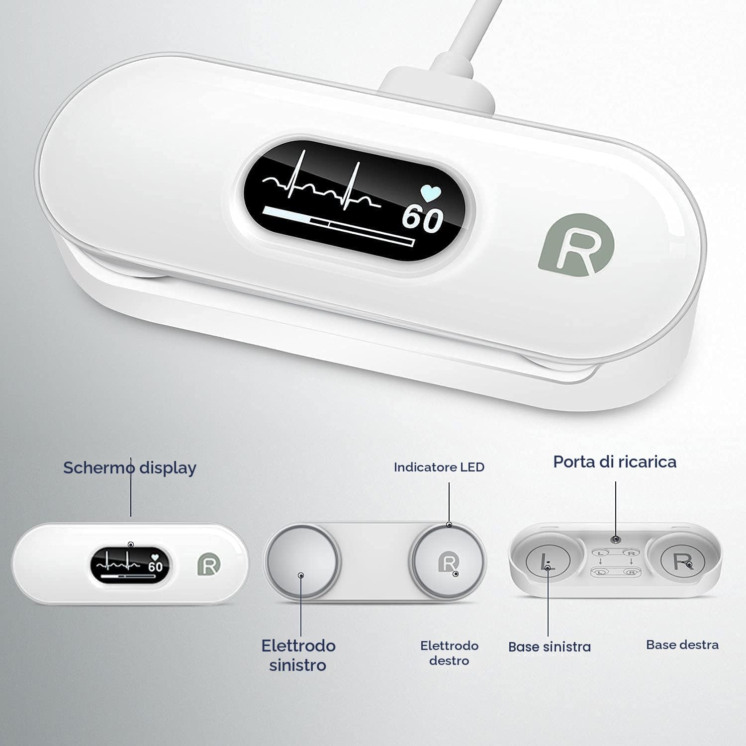 CheckMe DuoEK-S ECG Palmare Bluetooth, Misuratore ECG Wireless con Report di Analisi, ECG Portatile con Schermo OLED da 0,96 pollici, 30s - 5 mins, Cardiofrequenzimetro, APP per iOS/Android