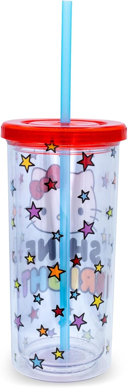 Toynk Sanrio Hello Kitty Shine Bright Carnival Cold Cup, BPA-Free Acrylic Tumbler with Lid & Reusable Straw, Perfect for Cold Drinks & Collectors, Hand-Wash Only, Travel Tumbler, Holds 20oz - Image 2