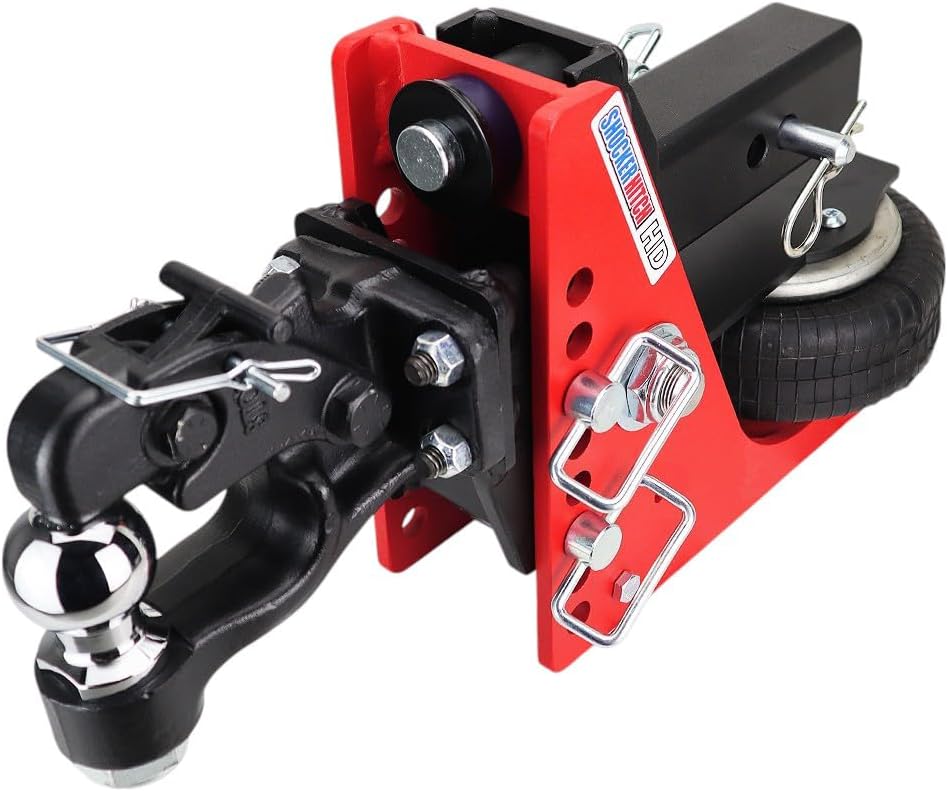 Shocker HD 20K Air Pintle Hook with Ball Combo Hitch, Fits 2-1/2"Hitch Has 2" Ball