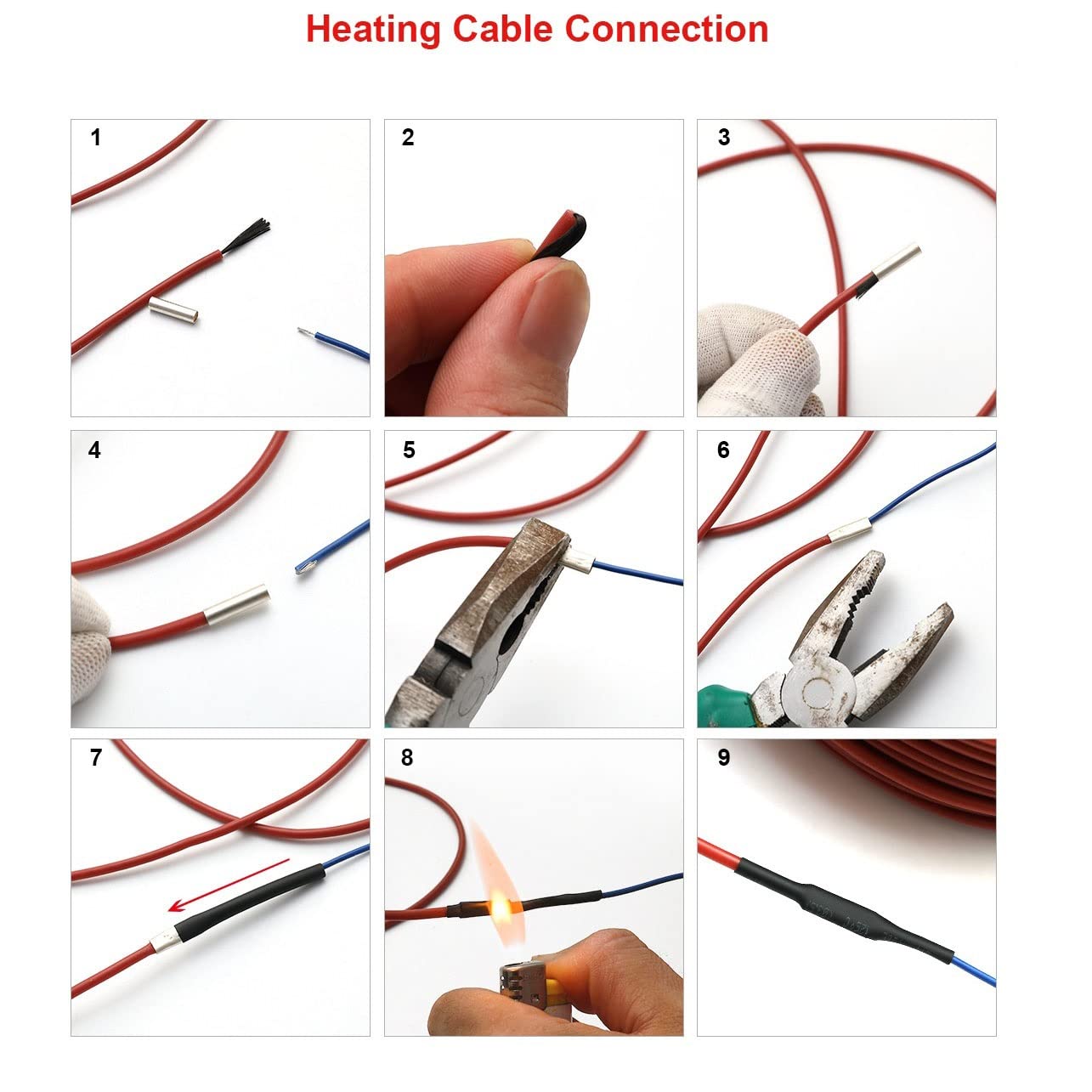 MyncbD câble électrique Câble Chauffant Chaud Au Sol 12K 33OHM / M Fils De Chauffage en Fibre De Carbone, Hotline De Chauffage De Pièce (Color : 50m)