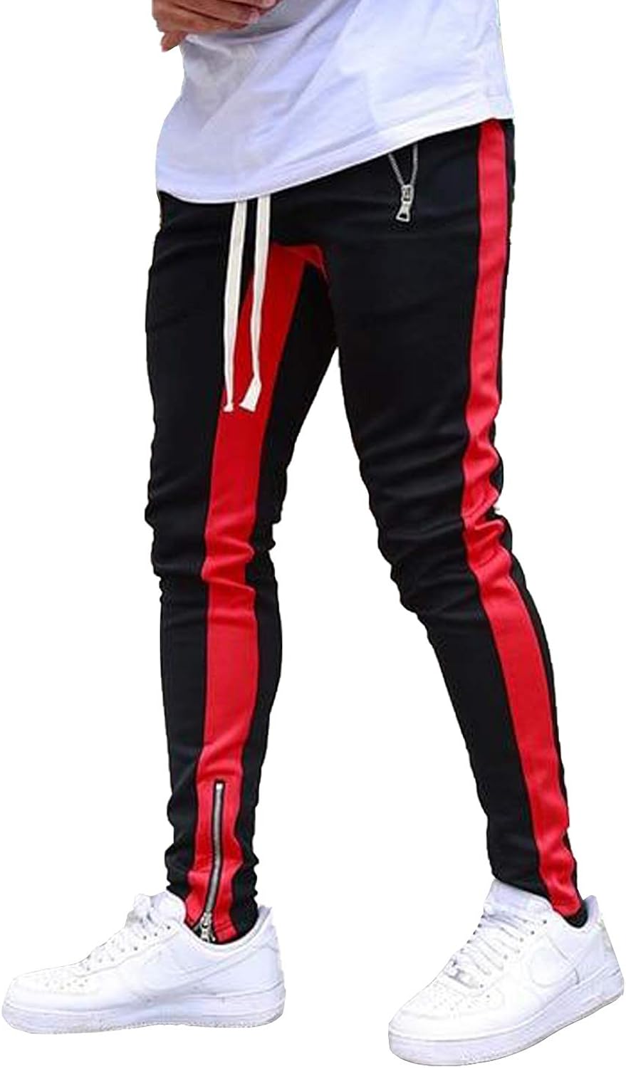 Men Drawstring Sweatpants Jogging Pants with Zipper Pockets for