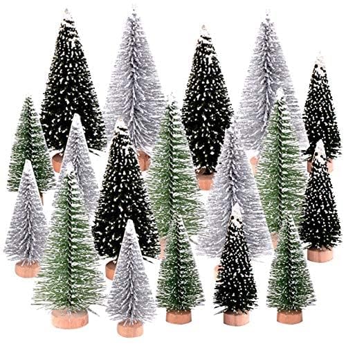 18 mini alberi di Natale artificiali in sisal, neve e gelo, modelli diorama, micro paesaggi, architettura paesaggistica, alberi per artigianato natalizio decorazione da tavolo