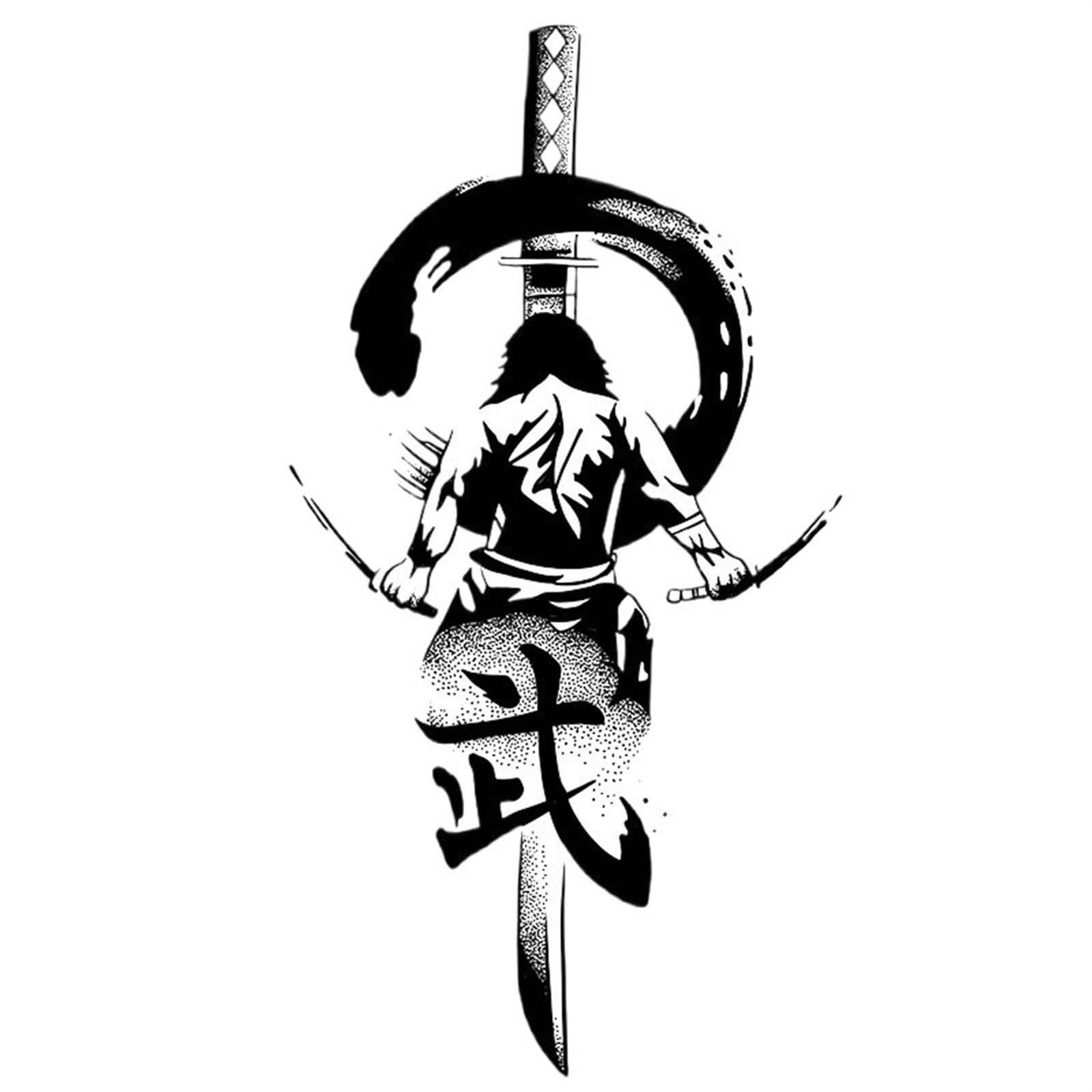 New Temporary Tattoo Stickers For Men Katana Sword Herbal Juice Tattoo Stickers Men Waterproof Lasting Semi-permanent Tattoo Flower Arm Fake Tattoos #1