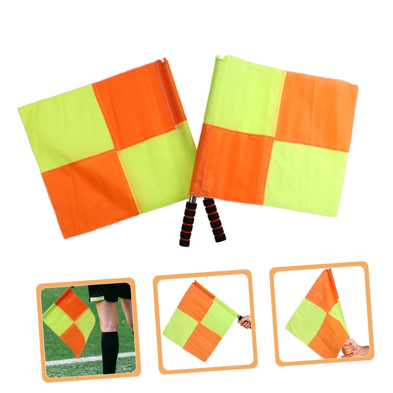 Totority 2pcs Commanding Referee Flags Lightweight Outdoor Signal Flags for Soccer Racing Events Sports Hand Waving for Cheer Support