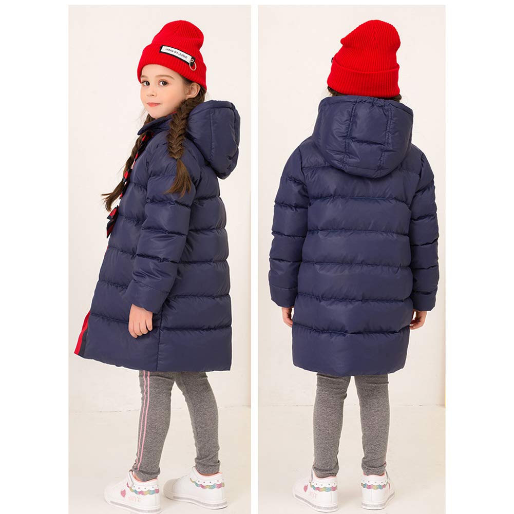 Piumino Lungo per Bambina, Cappotto Imbottito Staccabile, Top Esterno Antivento Decorato con Fiocco