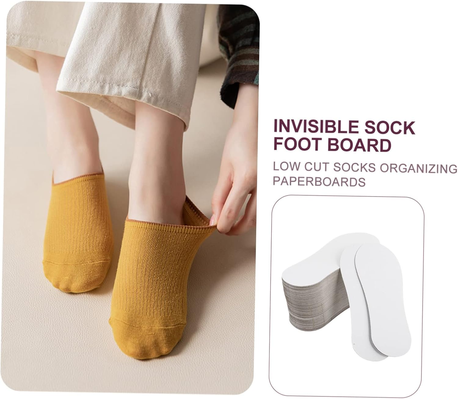 BESPORTBLE 100pcs Low Cut Sock Organizers Reusable Paperboard Inserts for Neat Storage and Display of Boat Socks No Wrinkle for Women and Girls