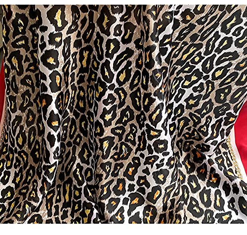 Alice Women Fashion Leopard Print Silky Satin Scarf Large Shawl Head Wrap Burgundy #TOP4