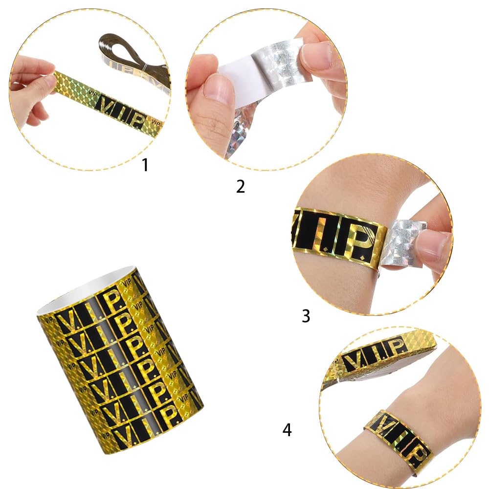 200 Piezas Pulseras para Eventos Pulseras de Papel VIP Impermeables Pulseras de papel Doradas Desechables para Fiestas Discotecas Clubes Conciertos