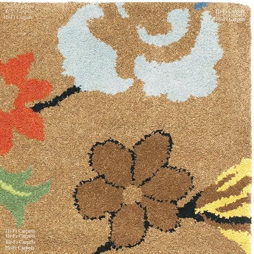 Image of 6x6 Ft Square Wool Rug - Hand-Tufted Woolen Carpet Ideal for Living Room Corners or Lounges