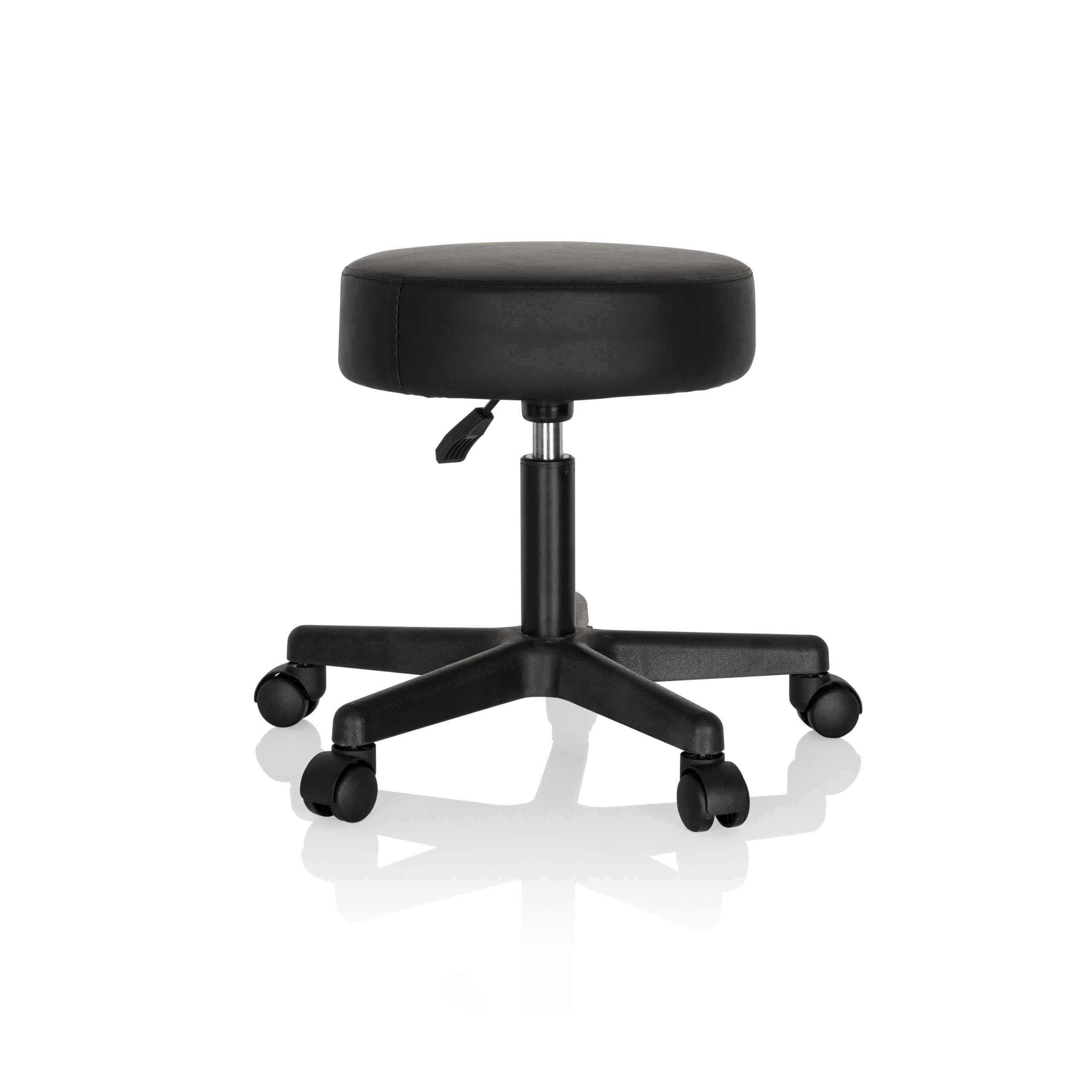 HJH Office 670926 Sgabello girevole OPERATOR I Finta pelle Nero Sgabello regolabile in altezza con rotelle