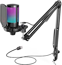FIFINE Gaming Microphone PC with Arm, USB Microphone Kit …