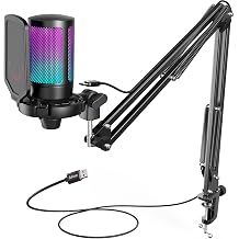 fifine gaming microphone pc with arm usb microphone kit with mute button for podcast streaming studio for mac ps4 ps5