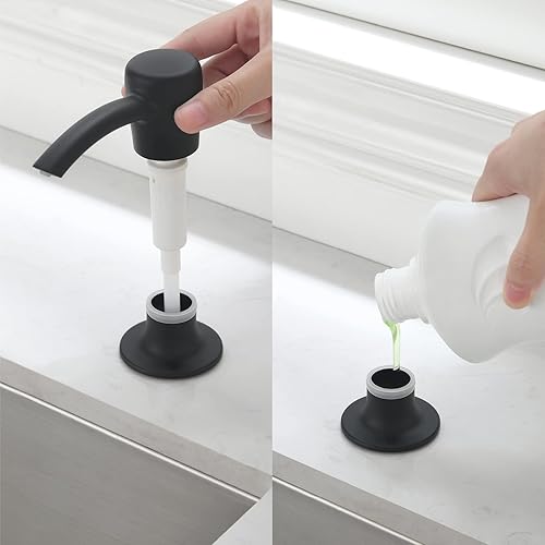 Miniatura 8 de RULIA Dispensador de jabón para fregadero de cocina, Dispensador de jabón integrado para fregadero, Dispensador de jabón montado en la cubierta,