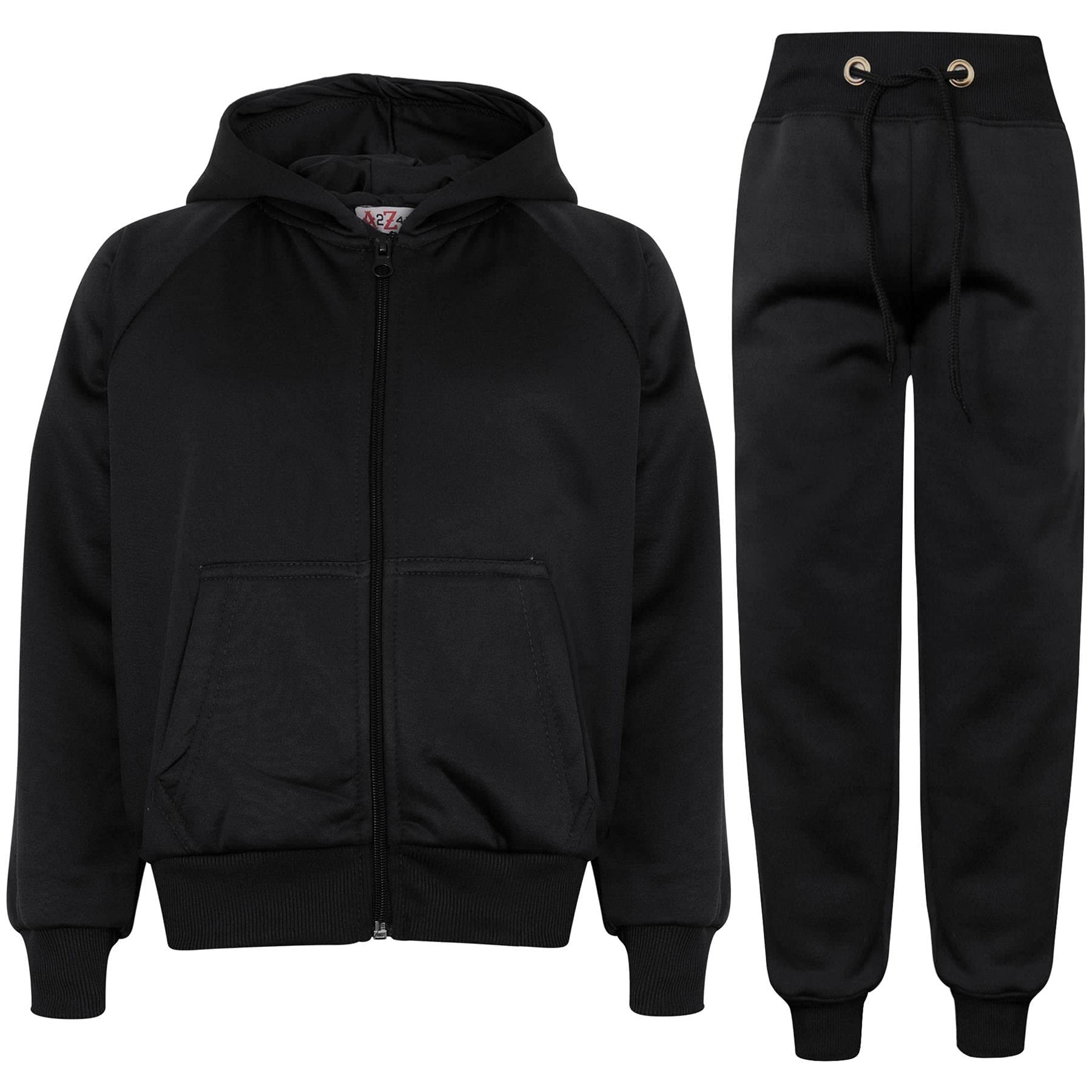 A2Z 4 Kids Tracksuit Hoodie Jogger Set - T.S Plain 109 Black 13