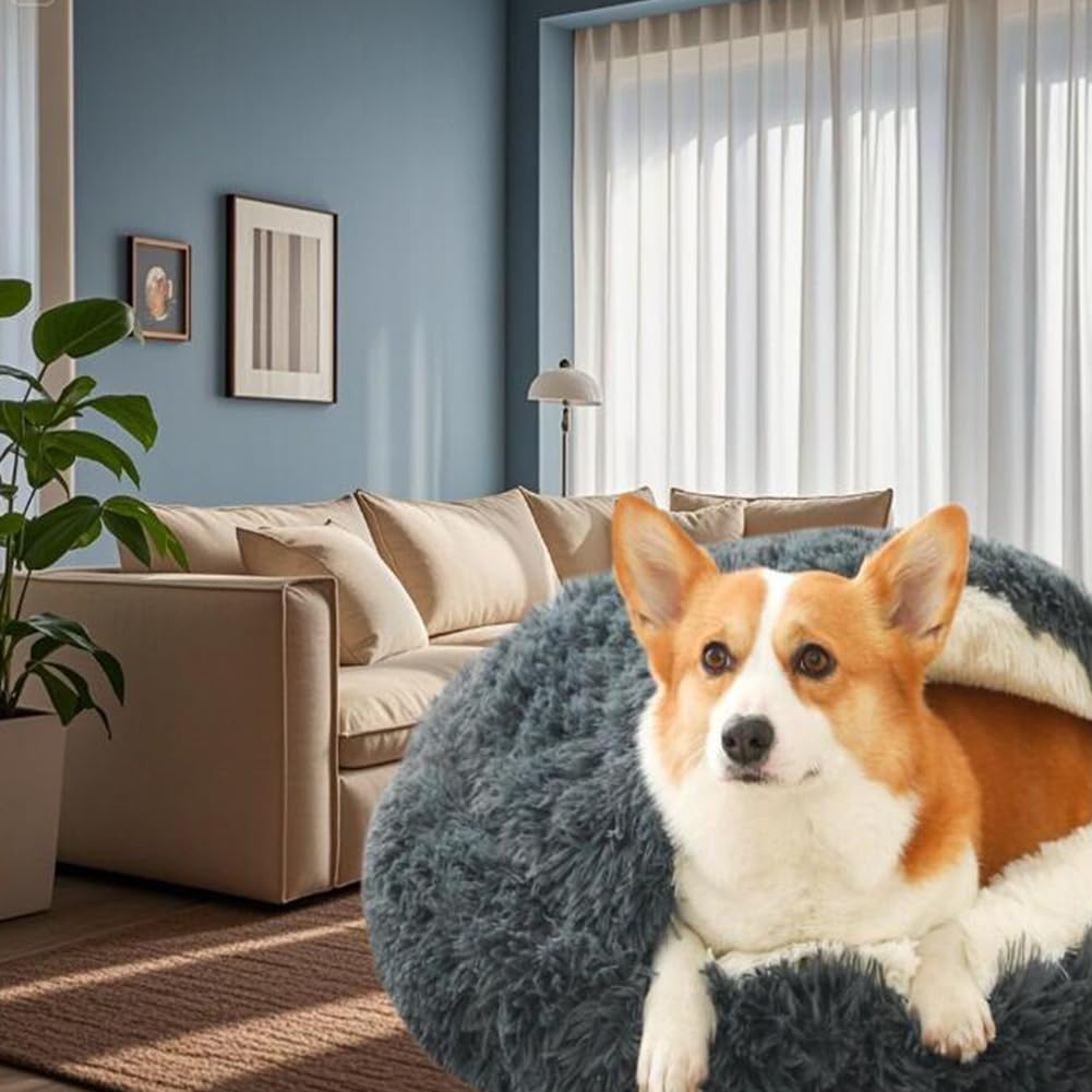 Flauschig Hundebett Muschelform Katzenbett Warm Tierbett Haustierbett Waschbar Hundesofa Katzensofa Plüsch Hundekorb Katzenkorb Weich Hundekissen Katzenkissen Gemütlich Hunde Katzen Schlafplatz