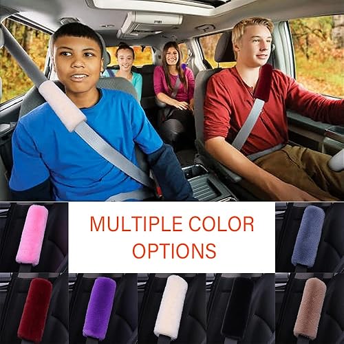 Miniatura 6 de SSNNUU 2 fundas esponjosas para cinturón de seguridad de automóvil, cojín de felpa suave y cómodo para cinturón de seguridad que protege el hombro,