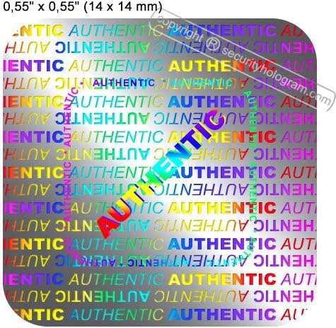 100"AUTHENTIC" VOIDABLE SQUARE SECURITY HOLOGRAM. Silver Security Holograms 0.55"(14mm) 3D Protective Stickers Tamper Evident.