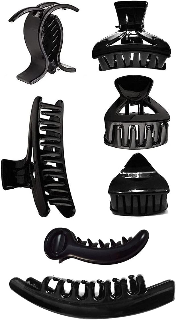 Shuby's LARGE hair clips for women Accessories Black Plastic Hair Clutch for Women Medium Size Trendy Hair Clip pack of 6 hair claw