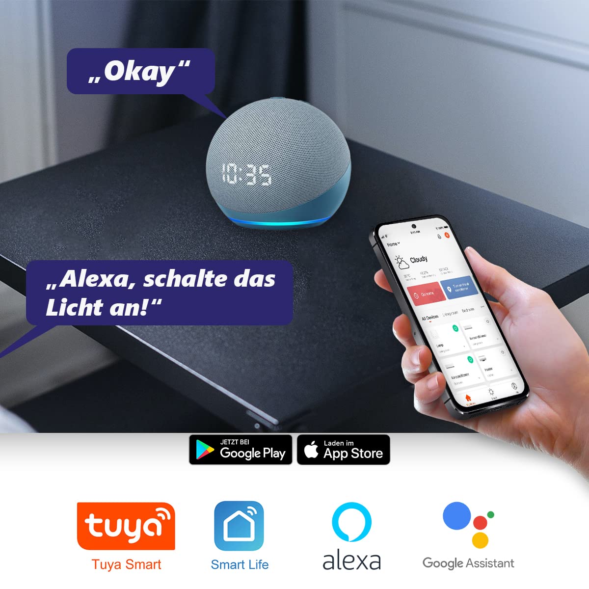 Smart - Interruptor de luz táctil con WiFi y 1 compartimento en marco de cristal en color negro de 1 vía, interruptor de pared para Alexa Google Home IFTT Tuya App Luxus-Time